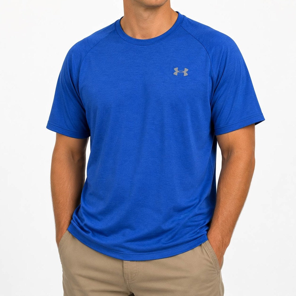 Under Armour Mens XL The Tech Tee Royal Blue Short Sleeve Athletic Shirt Heather